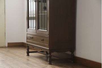 中古　美品　神戸元町欧風家具メープル不二屋製　マホガニー材の高級キャビネット(収納棚、戸棚)(R-069966)