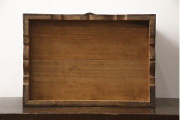 和製アンティーク　高級品!!　指物工芸　内部桐材　上品かつシックな佇まいの総黒柿くじゃく杢の裁縫箱(針箱、ソーイングボックス、小引き出し、小物収納)(R-069973)