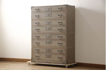 中古　会津松本(會津松本)　東西館　上品な四段重ねの金具付き総桐箪笥(小袖タンス、和タンス、衣装箪笥、桐タンス、着物箪笥)(定価約90万円)(R-069974)