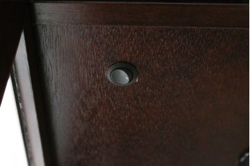 中古　美品　筑後民芸　和洋折衷なデザインが個性的で面白い縦型のキュリオケース(ガラスケース、キャビネット、ショーケース、飾り棚)(R-069976)