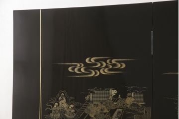 和製ビンテージ　最高級　輪島塗り　沈金　漆絵　若島丈史(若島宗斉)作　蓮如上人絵伝(全六図)が印象的な大ぶりな衝立て(仕切り、パーテーション、つい立て、ヴィンテージ)(定価約350万円)(R-069989)