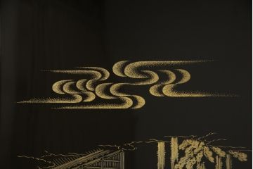 和製ビンテージ　最高級　輪島塗り　沈金　漆絵　若島丈史(若島宗斉)作　蓮如上人絵伝(全六図)が印象的な大ぶりな衝立て(仕切り、パーテーション、つい立て、ヴィンテージ)(定価約350万円)(R-069989)