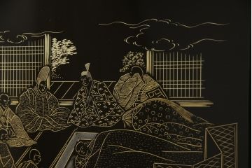 和製ビンテージ　最高級　輪島塗り　沈金　漆絵　若島丈史(若島宗斉)作　蓮如上人絵伝(全六図)が印象的な大ぶりな衝立て(仕切り、パーテーション、つい立て、ヴィンテージ)(定価約350万円)(R-069989)