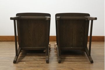 中古　美品　永田良介商店　神戸洋家具　落ち着きのあるシックな佇まいが魅力のラダー型ダイニングチェア2脚セット(食堂椅子、ラダーバックチェア、ワークチェア、板座チェア、イス)(R-069990)