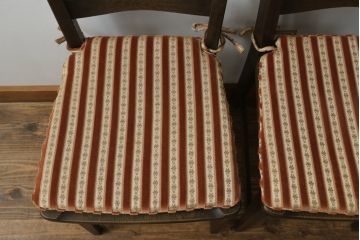 中古　美品　永田良介商店　神戸洋家具　落ち着きのあるシックな佇まいが魅力のラダー型ダイニングチェア2脚セット(食堂椅子、ラダーバックチェア、ワークチェア、板座チェア、イス)(R-069991)