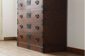 中古　伝統民芸家具　岩谷堂箪笥　No309三、八尺整理小抽出　重厚かつ上品な佇まいが魅力のチェスト(衣装箪笥、整理箪笥、引き出し、上下バラ売り可能)(R-069998)
