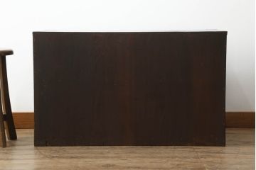 和製アンティーク　前面欅(ケヤキ)材　漆塗り　蝶覆輪(ちょうふくりん)金具が優美な会津箪笥ローボード(和たんす、時代箪笥、収納箪笥、衣装箪笥、引き出し、ローチェスト、テレビ台)(R-070002)