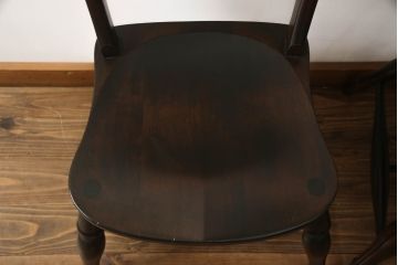 和製ビンテージ　松本民芸家具　#49型A　背もたれの美しいデザインが印象的なワイコムチェア2脚セット(板座チェア、ダイニングチェア、椅子、イス、ヴィンテージ)(定価2脚で約22万円)(R-070010)