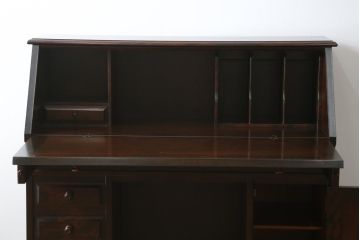 中古　北海道民芸家具　希少な絶版品!両袖タイプで収納力も抜群のライティングビューロー(デスク、両袖机、在宅用、在宅ワーク)(R-070011)