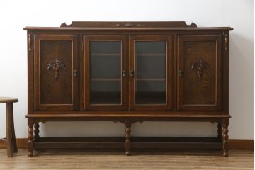 中古　三越家具(現カントリーハウス)　Brugge(ブルージュ)　希少な廃版品　クラシカルな空間づくりにぴったりなサイドボード(収納棚、飾り棚、戸棚、サイドボード、サイドキャビネット、本箱、ブックケース)(R-070012)