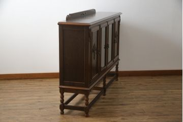 中古　三越家具(現カントリーハウス)　Brugge(ブルージュ)　希少な廃版品　クラシカルな空間づくりにぴったりなサイドボード(収納棚、飾り棚、戸棚、サイドボード、サイドキャビネット、本箱、ブックケース)(R-070012)