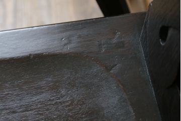 和製ビンテージ　神戸洋家具　ナラ(楢)材　彫刻を施した背もたれが珍しいチェア2脚セット(ダイニングチェア、板座チェア、椅子、イス、ヴィンテージ)(R-070062)