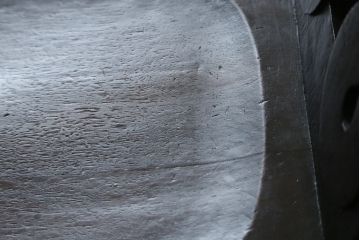 和製ビンテージ　神戸洋家具　ナラ(楢)材　彫刻を施した背もたれが珍しいチェア2脚セット(ダイニングチェア、板座チェア、椅子、イス、ヴィンテージ)(R-070062)