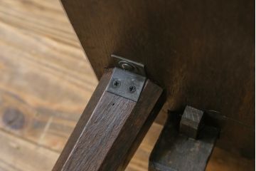 和製ビンテージ　神戸洋家具　ナラ(楢)材　彫刻を施した背もたれが珍しいチェア2脚セット(ダイニングチェア、板座チェア、椅子、イス、ヴィンテージ)(R-070062)