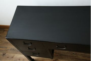 和製アンティーク　希少デザイン　横長デスク　収納力抜群の李朝風コンソールテーブル(両袖机、ワークデスク、作業台、在宅用、在宅ワーク用、引き出し)(R-070064)