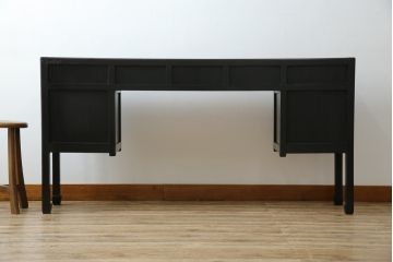 和製アンティーク　希少デザイン　横長デスク　収納力抜群の李朝風コンソールテーブル(両袖机、ワークデスク、作業台、在宅用、在宅ワーク用、引き出し)(R-070064)