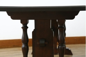 和製ビンテージ　松本民芸家具　安川型卓　レアな逸品!凝った脚のデザインが印象的なローテーブル　(R-070066)