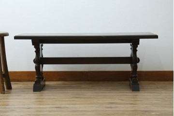 和製ビンテージ　松本民芸家具　安川型卓　レアな逸品!凝った脚のデザインが印象的なローテーブル　(R-070066)