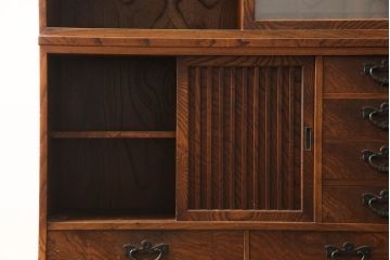 中古　美品　伝統民芸　岩谷堂箪笥　特注品　すっきりと洗練された佇まいの茶棚(食器棚、茶箪笥、収納棚、戸棚)(R-070125)