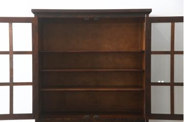 中古　北海道民芸家具　HM160K　洗練された佇まいが上品な食器棚(本箱、収納棚、飾り棚、キャビネット)(R-070146)