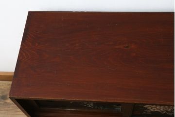和製アンティーク　高級品!!　前面桑(クワ)材　黒柿材　桐材　銅金具と漆絵が美しく上品な小箪笥(収納タンス、小物収納、引き出し、時代箪笥、和たんす、サイドチェスト)(R-070150)