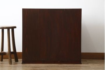 和製アンティーク　高級品!!　前面桑(クワ)材　黒柿材　桐材　銅金具と漆絵が美しく上品な小箪笥(収納タンス、小物収納、引き出し、時代箪笥、和たんす、サイドチェスト)(R-070150)