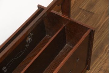 中古　希少な絶版品　駿河民芸　キャスター付きが便利な引き出し付きマガジンラック(本立て、収納)(R-070152)