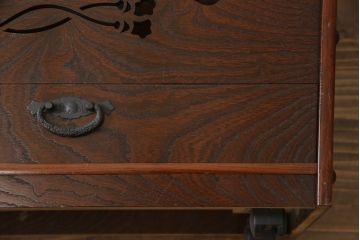 中古　希少な絶版品　駿河民芸　キャスター付きが便利な引き出し付きマガジンラック(本立て、収納)(R-070152)