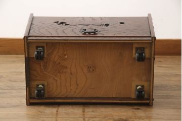 中古　希少な絶版品　駿河民芸　キャスター付きが便利な引き出し付きマガジンラック(本立て、収納)(R-070152)