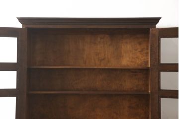 中古　松本民芸家具　落ち着いた色合いが和モダンな雰囲気を醸し出す重H型ビューローブックケース(本箱、キャビネット、ワークデスク、ライティングビューロー、ボールフットビューロー、在宅ワーク、在宅用)(R-070155)