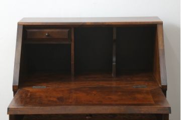 中古　松本民芸家具　上品な雰囲気漂うライティングビューロー(ワークデスク、簿記机、在宅用、在宅ワーク用、収納棚、戸棚、サイドキャビネット)(R-070167)