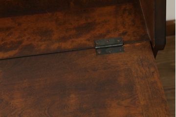 中古　松本民芸家具　上品な雰囲気漂うライティングビューロー(ワークデスク、簿記机、在宅用、在宅ワーク用、収納棚、戸棚、サイドキャビネット)(R-070167)