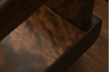 中古　松本民芸家具　厚みのある一枚板を座面に使ったスピンドルバックベンチ(長椅子)(R-070168)