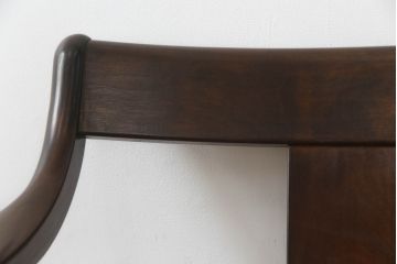 中古　美品　松本民芸家具　#77型曲肘付きイス　ラッシ座(ガマ座)がお洒落な曲肘イス(アームチェア、椅子、ダイニングチェア)(定価約28万円)(R-070169)