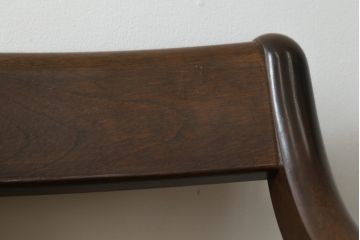 中古　美品　松本民芸家具　#77型曲肘付きイス　ラッシ座(ガマ座)がお洒落な曲肘イス(アームチェア、椅子、ダイニングチェア)(定価約28万円)(R-070170)