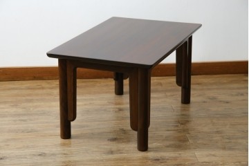 中古　美品　松本民芸家具　柳型茶卓A　慎ましさの中に個性が光るローテーブル　定価約17万円　(R-070178)