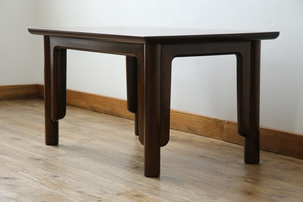 中古　美品　松本民芸家具　柳型茶卓A　慎ましさの中に個性が光るローテーブル　定価約17万円　(R-070178)