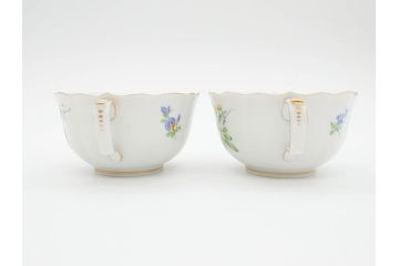ドイツ　マイセン　Meissen　ベーシックフラワー　二つ花　ティータイムが華やかになるティーカップ&ソーサー2客セット(洋食器、C&S)(R-070193)