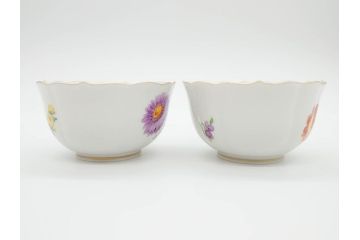 ドイツ　マイセン　Meissen　ベーシックフラワー　二つ花　ティータイムが華やかになるティーカップ&ソーサー2客セット(洋食器、C&S)(R-070193)