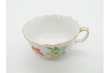 ドイツ　マイセン　Meissen　ベーシックフラワー　二つ花　ティータイムが華やかになるティーカップ&ソーサー2客セット(洋食器、C&S)(R-070193)