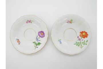 ドイツ　マイセン　Meissen　ベーシックフラワー　二つ花　ティータイムが華やかになるティーカップ&ソーサー2客セット(洋食器、C&S)(R-070193)