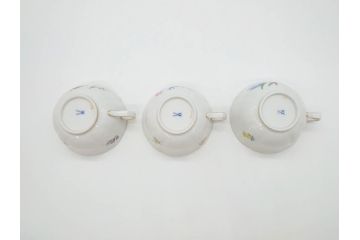 ドイツ　マイセン　Meissen　ベーシックフラワー　二つ花　ティータイムが華やかになるティーカップ&ソーサー3客セット(洋食器、C&S)(R-070195)