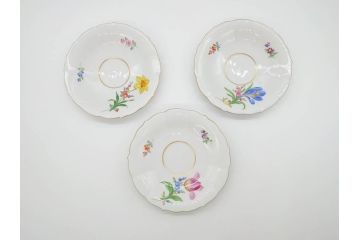 ドイツ　マイセン　Meissen　ベーシックフラワー　二つ花　ティータイムが華やかになるティーカップ&ソーサー3客セット(洋食器、C&S)(R-070195)