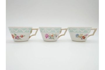 ベルリン　KPM(ベルリン王立磁器製陶所)　KURLAND　クアランド　クラシックな雰囲気溢れるティーカップ&ソーサー3客セット(ケーピーエムベルリン、C&S、王笏、洋食器)(R-070196)