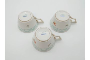 ベルリン　KPM(ベルリン王立磁器製陶所)　KURLAND　クアランド　クラシックな雰囲気溢れるティーカップ&ソーサー3客セット(ケーピーエムベルリン、C&S、王笏、洋食器)(R-070196)