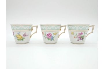 ベルリン　KPM(ベルリン王立磁器製陶所)　KURLAND　クアランド　クラシックな雰囲気溢れるティーカップ&ソーサー3客セット(ケーピーエムベルリン、C&S、王笏、洋食器)(R-070197)