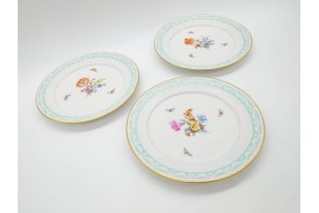 ベルリン　KPM(ベルリン王立磁器製陶所)　KURLAND　クアランド　クラシックな雰囲気が素敵なプレート3枚セット(ケーピーエムベルリン、王笏、皿、洋食器)(R-070199)
