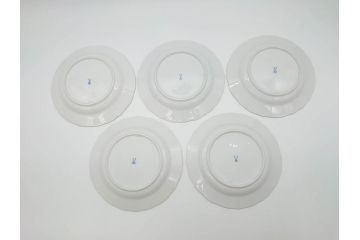 ドイツ　マイセン　Meissen　ベーシックフラワー　二つ花　それぞれ違った花達が食卓のアクセントになるプレート5枚セット(皿、洋食器)(R-070200)