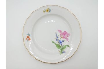 ドイツ　マイセン　Meissen　ベーシックフラワー　二つ花　それぞれ違った花達が食卓のアクセントになるプレート5枚セット(皿、洋食器)(R-070200)