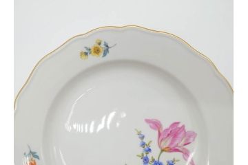 ドイツ　マイセン　Meissen　ベーシックフラワー　二つ花　それぞれ違った花達が食卓のアクセントになるプレート5枚セット(皿、洋食器)(R-070200)